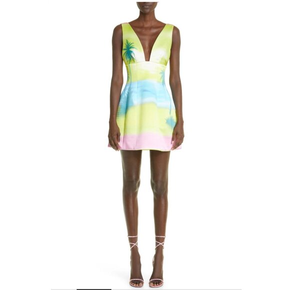 Brandon Maxwell Printed Silk Satin Mini-Dress - Picture 5 of 13